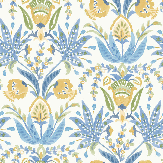 MEDITERRANEAN SEASIDE JACOBEAN WALLPAPER