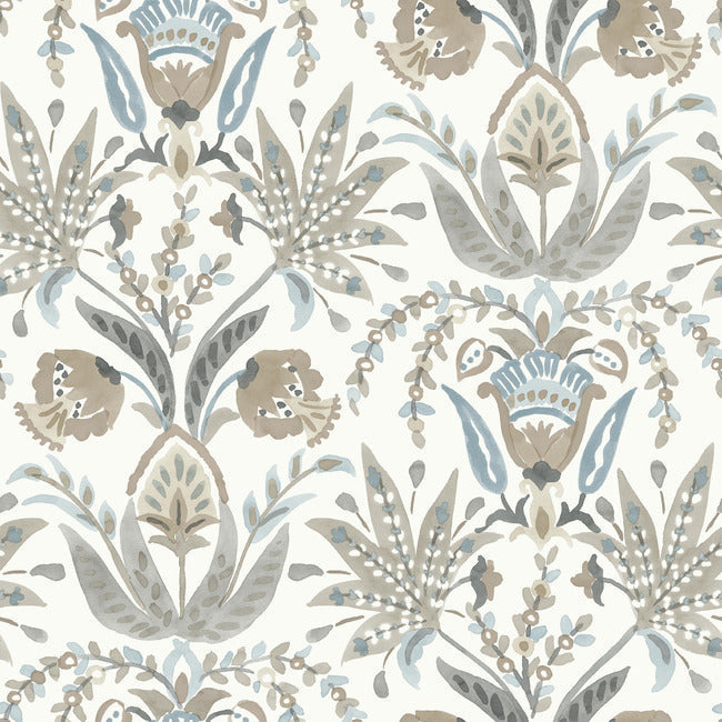 MEDITERRANEAN SEASIDE JACOBEAN WALLPAPER
