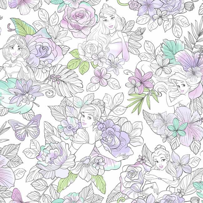 DISNEY KID VOL 4 DISNEY PRINCESS ROYAL FLORAL WALLPAPER