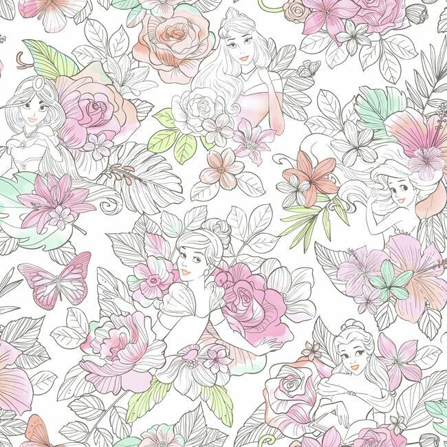DISNEY KID VOL 4 DISNEY PRINCESS ROYAL FLORAL WALLPAPER