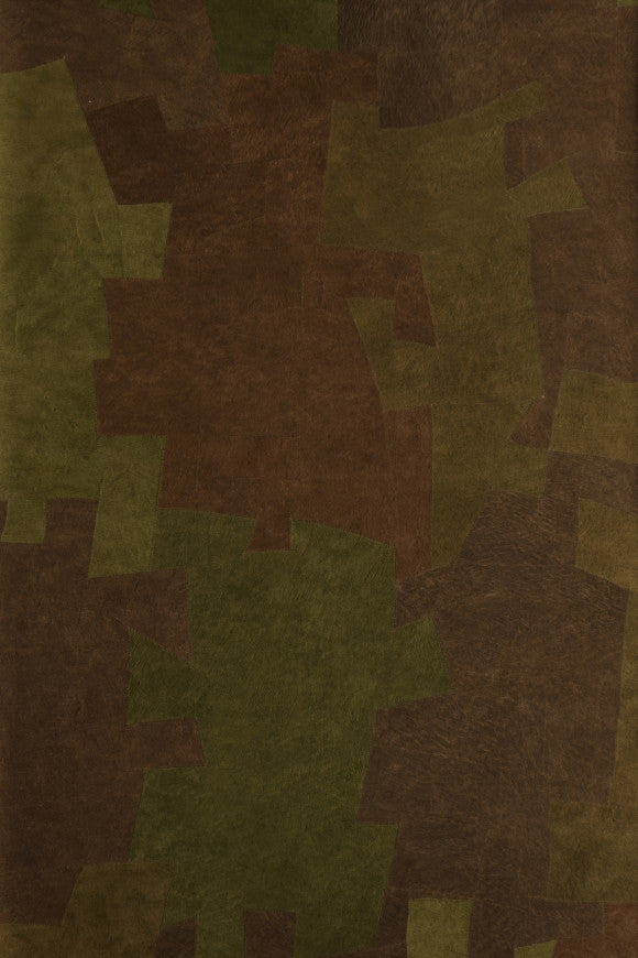 BARK CLOTH WALLPAPER PANORAMIQUE GREEN BROWN